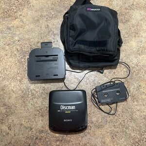 Vtg SONY DISCMAN D-132CK Portable CD Player 90's TESTED WORKS! With Car Mount